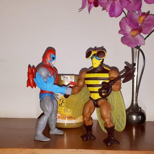 Stratos and Buzz-Off shake hands.