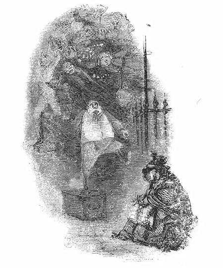 Original John Leech illustration in Dicken���s A Christmas Carol - The Phantoms