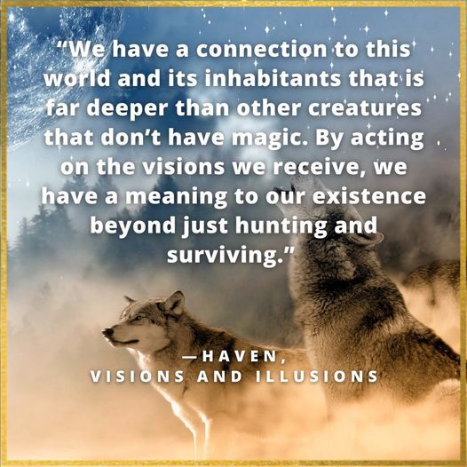 We have a connection to this world and its inhabitants that is far deeper than other creatures that don’t have magic. By acting on the visions we receive, we have a meaning to our existence beyond just hunting and surviving. Haven, Visions and Illusions