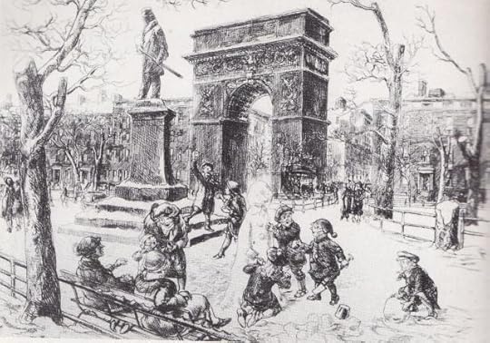 19th Century Christmas illustration ���New York City Park���