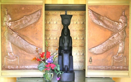 My living Isis image in Her temple shrine with flower offering