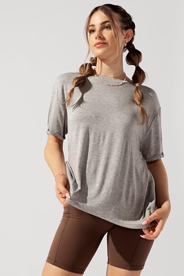popflex perfect boyfriend tee heather grey over bike shorts