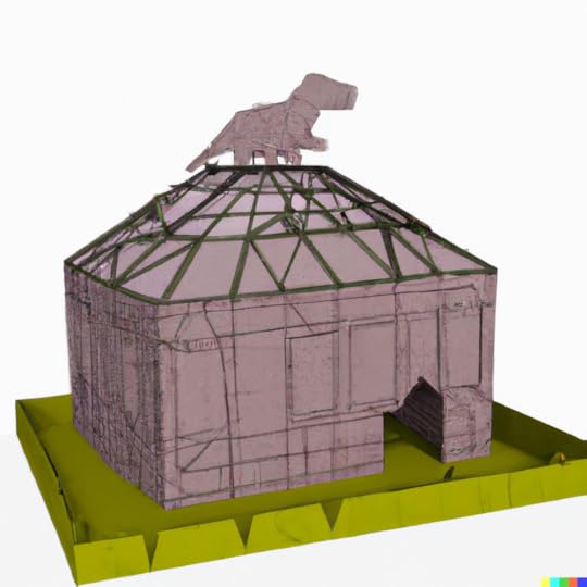 A 3D model of a house designed to provide protection from dinosaurs