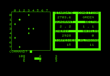 Star Trek (Commodore PET, 1978) screenshot