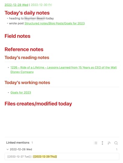 An example of my current Daily Note format, using today's note.