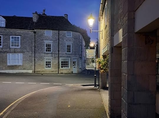 night-time photo crossing Church Street, Tetbury