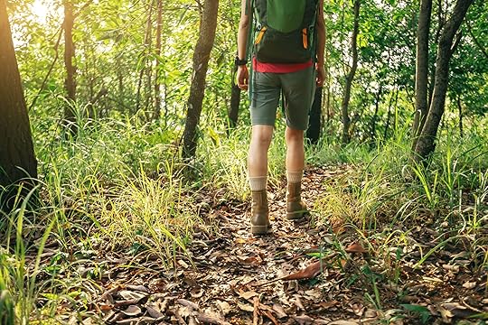 Woman wearing hiking shorts with a long inseam