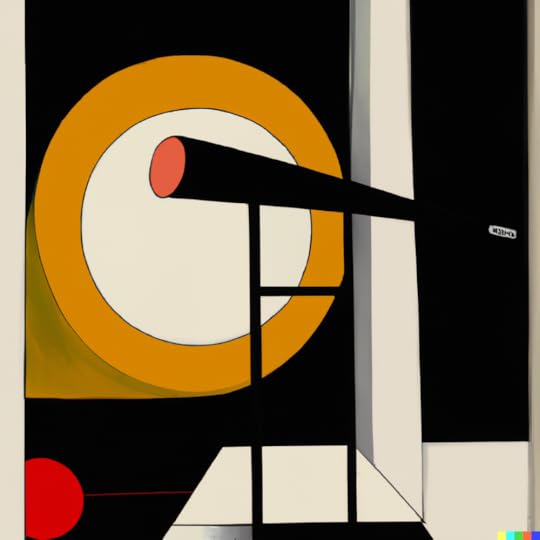 A bauhaus painting of a telescope to another dimension created on DALLE by Matt Murrie