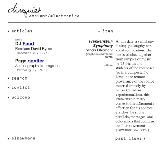 This is a screenshot of the incredibly simple design of the original Disquiet.com website.