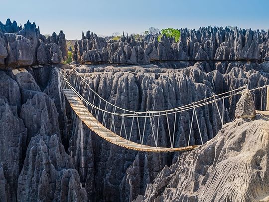 a suspension bridge over Tsingy national park