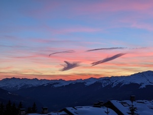 sunset over mountains