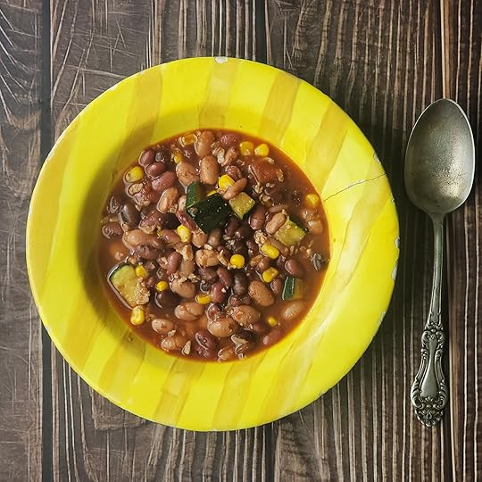 One cup of vegan chili. It was very good. I think two cups is a more reasonable serving size.