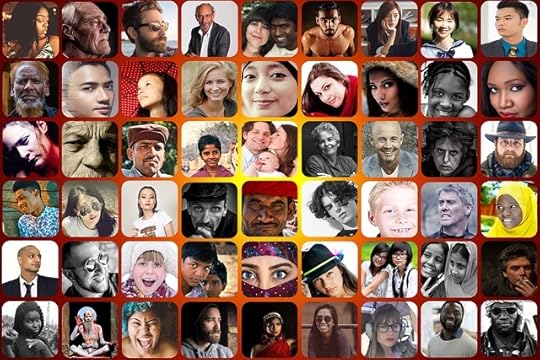 Collage of faces of a diverse group of people