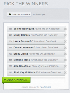 Rafflecopter Winners