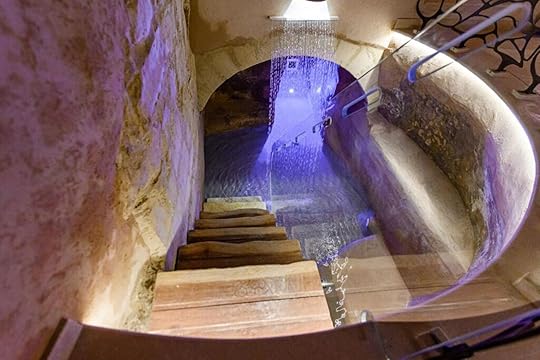 Stairs down to pool in Pollicastro Boutique Hotel