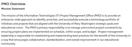 UMW pmo mission statement