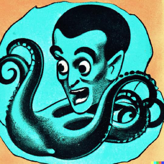 A vintage Disney illustration of a half human half octopus created using DALLE