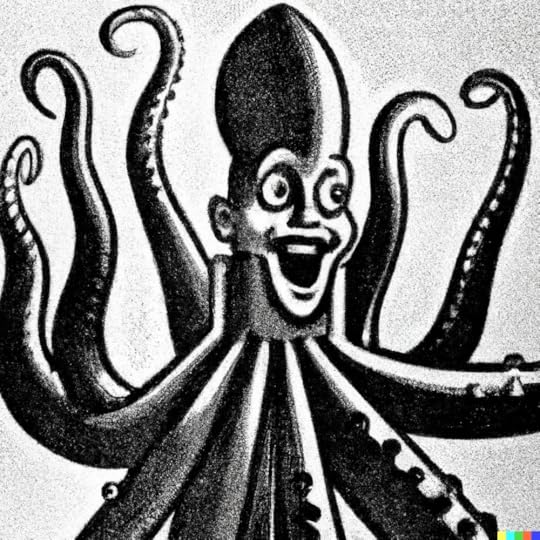 A vintage Disney illustration of a half human half octopus created using DALLE