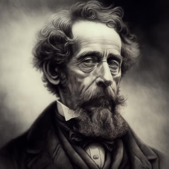Pencil sketch of Charles Dickens. 