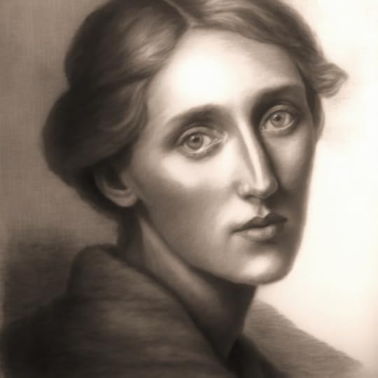 Pencil sketch of Virginia Woolf.