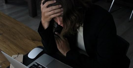 Stressed woman at work