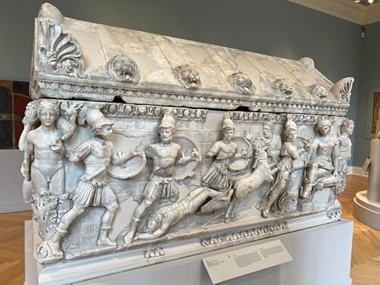 Greek sarcophagus showing a battle