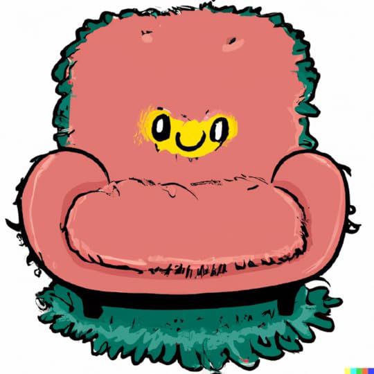 A Fluffy Smiling Living Room Chair created using DALL-E