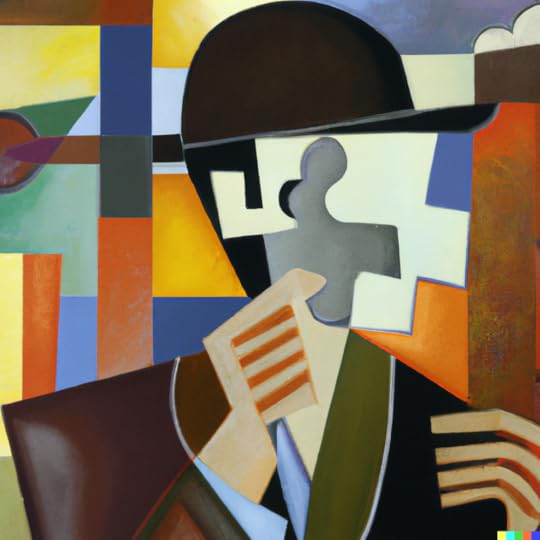 A cubist painting of a young entrepreneur having a brilliant idea created using DALL-E