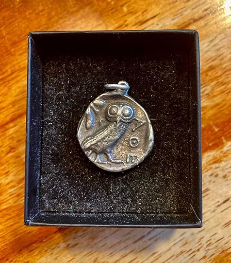 Silver owl pendant in black box