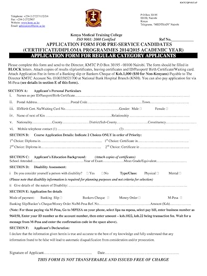 Kmtc Application Form Fill Out and Sign Printable.
