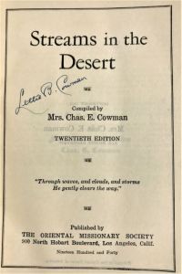 Autographed title page 20th edition Streams in the Desert