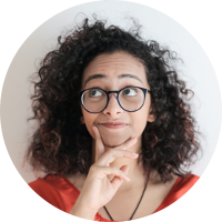 Person with curly hair thinking