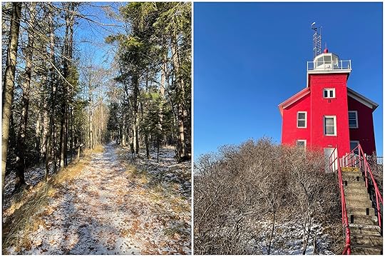 hiking trail in winter in upper peninsula michigan
