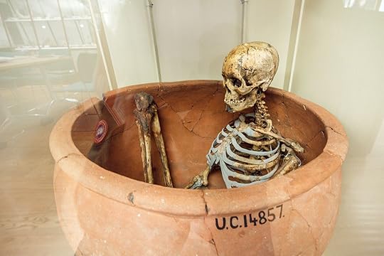 Pot burial artifact at the Petrie Museum of Egyptian Archaeology in London