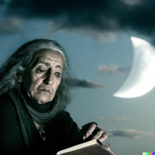 AI image created using DALL-E with prompt of “old poet moon”