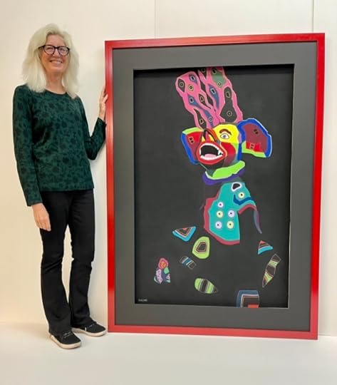 With “Impresario,” soft pastel on sandpaper, 70” x 50” framed