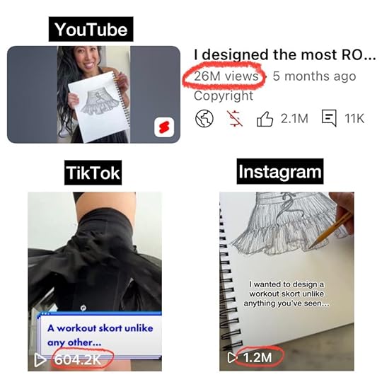 youtube shorts tiktok instagram viral video stills with viewer count popflex pirouette skort