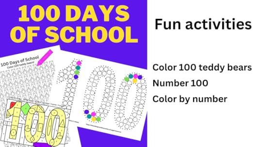 Click to view the fun activities-color 100 teddy bears; number 100; color by number *