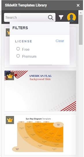Licence filter drop down menu