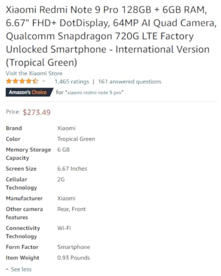 An example of product description covering specifications first compared to benefits of the product.