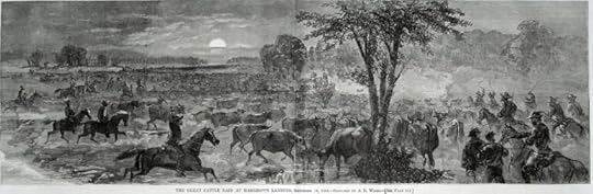 Engraving of The Great Cattle Raid during the American Civil War