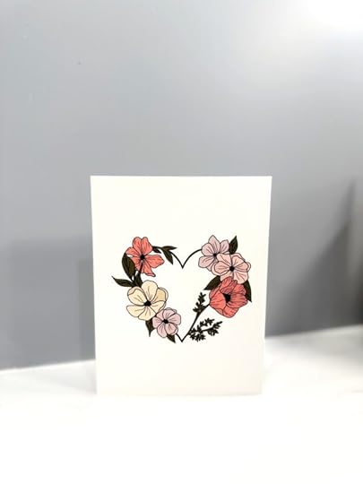 Illustrating Amy, Heart Flower card, featured in the February YarnYAY! Box