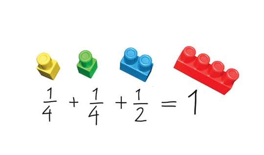 One of the effects of dyscalculia is difficulty with math and math concepts, such as fractions. The photo shows using fractions of building blocks to add fractions with different denominators.