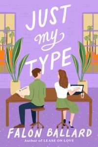 Illustrated cover in purple showing a brown-haired white couple from the back, sitting side by side at a large work table/desk. He is reading the paper and looking back over his shoulder toward her. She is on a laptop and is looking over her shoulder toward him.