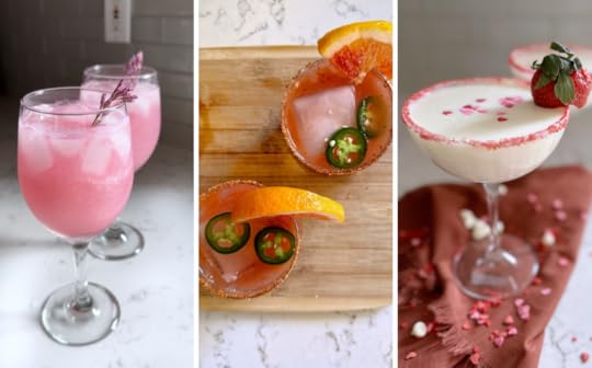 pretty valentine's day mocktail recipes non-alcoholic drinks rose gin and tonic spicy blood orange margarita white chocolate martini
