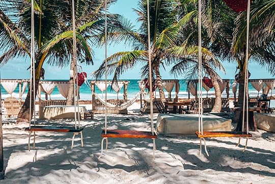 Tulum bachelorette party - beach club swings