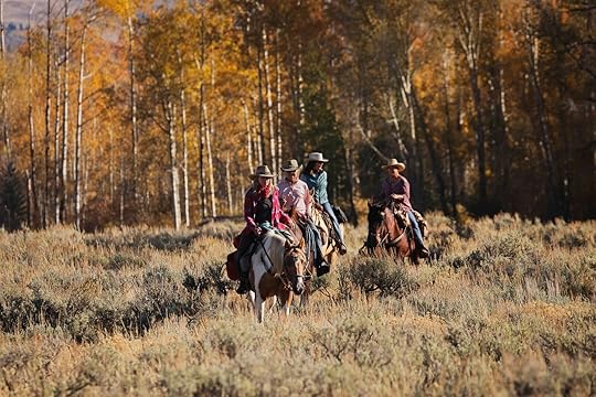 women horsebacking riding on jackson hole bachelorette party