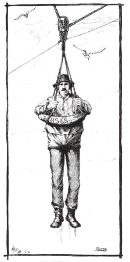 A breeches buoy in use.