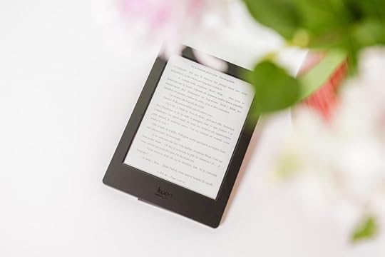 A black eBook reader.