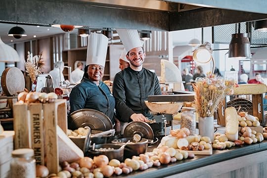 buffet style spread at dining area club med tignes